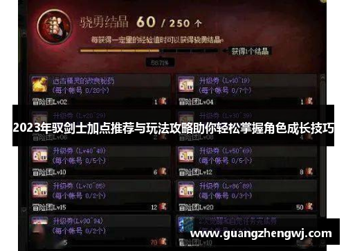 2023年驭剑士加点推荐与玩法攻略助你轻松掌握角色成长技巧